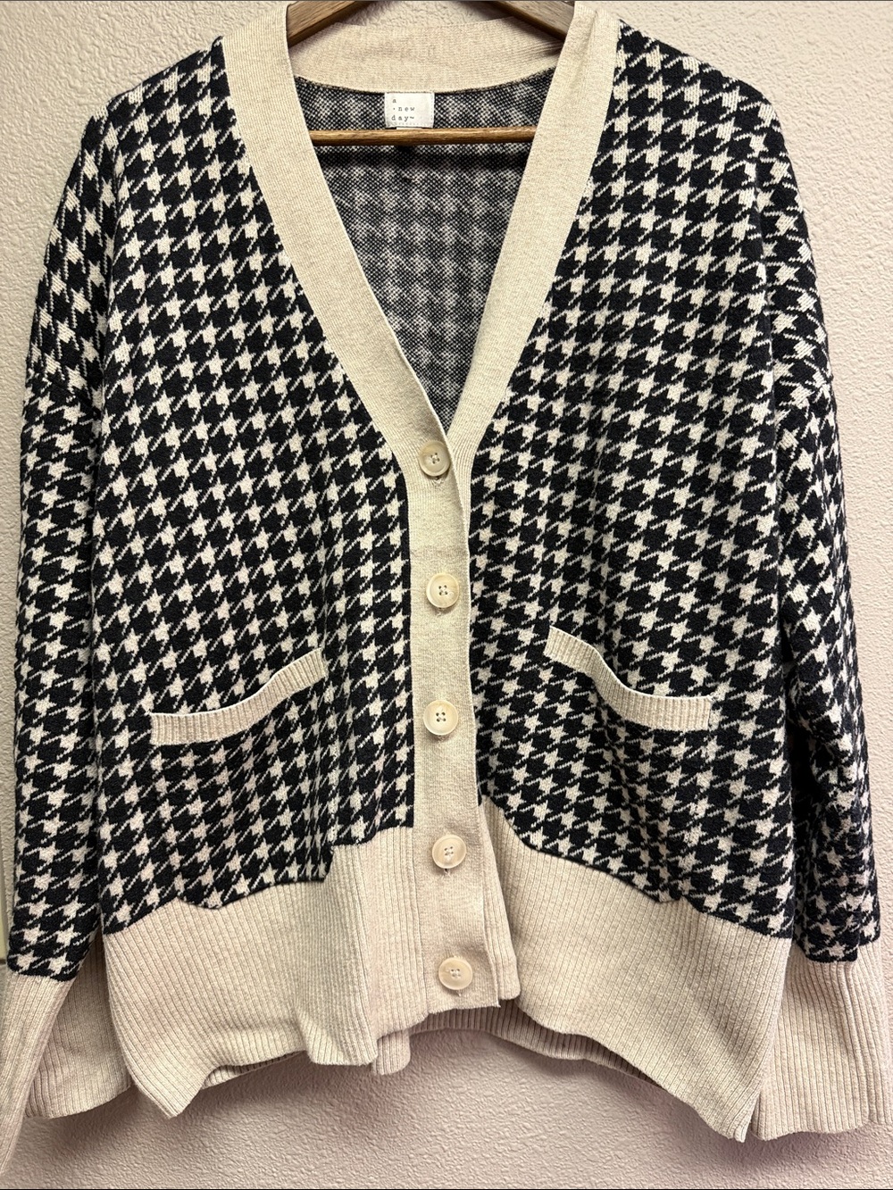 a new day Black & Cream Houndstooth Cardigan